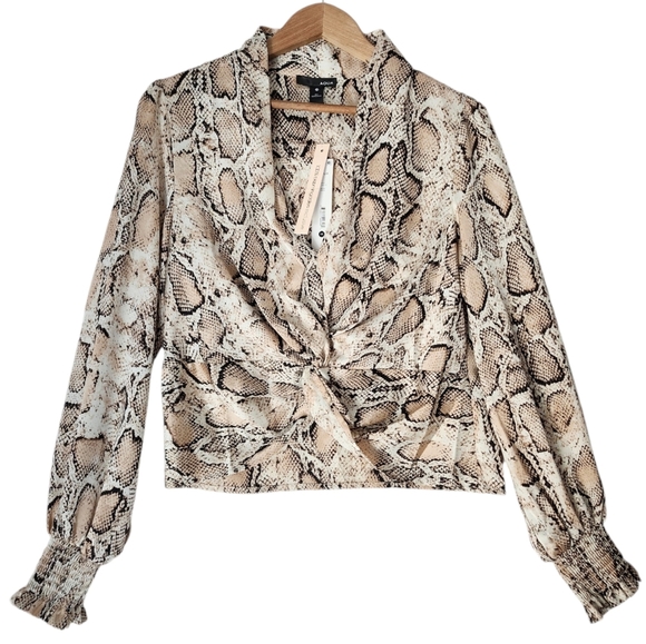 AQUA by Bloomingdale's Snake Print Twist Front‎ Top Career Size XS NWT $68 - Picture 2 of 9